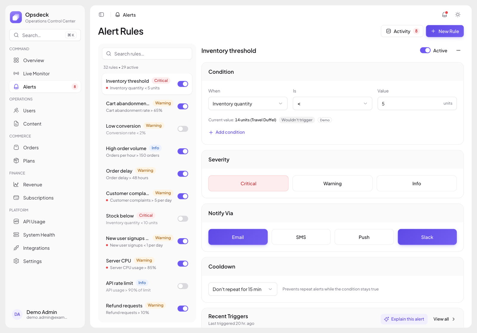 Alert rule editor