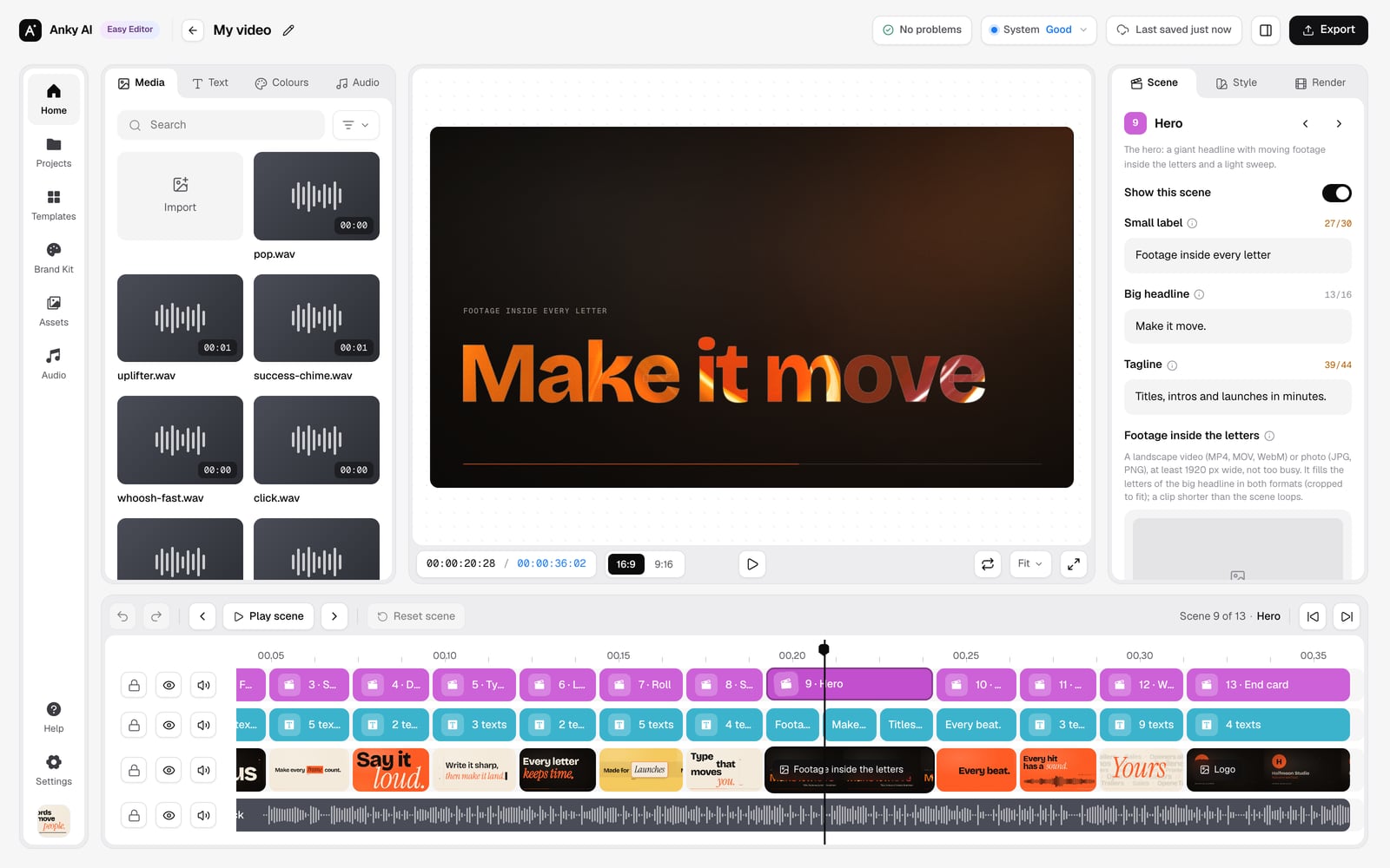 The Anky AI Easy Editor with this template open