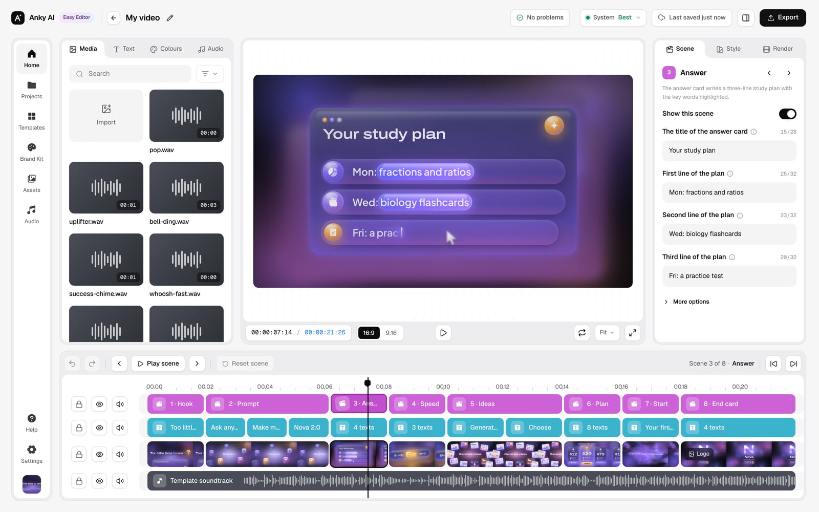 The Anky AI Easy Editor with this template open