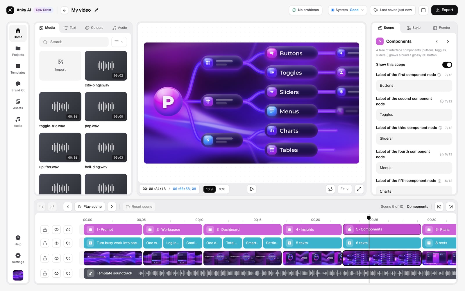 The Anky AI Easy Editor with this template open