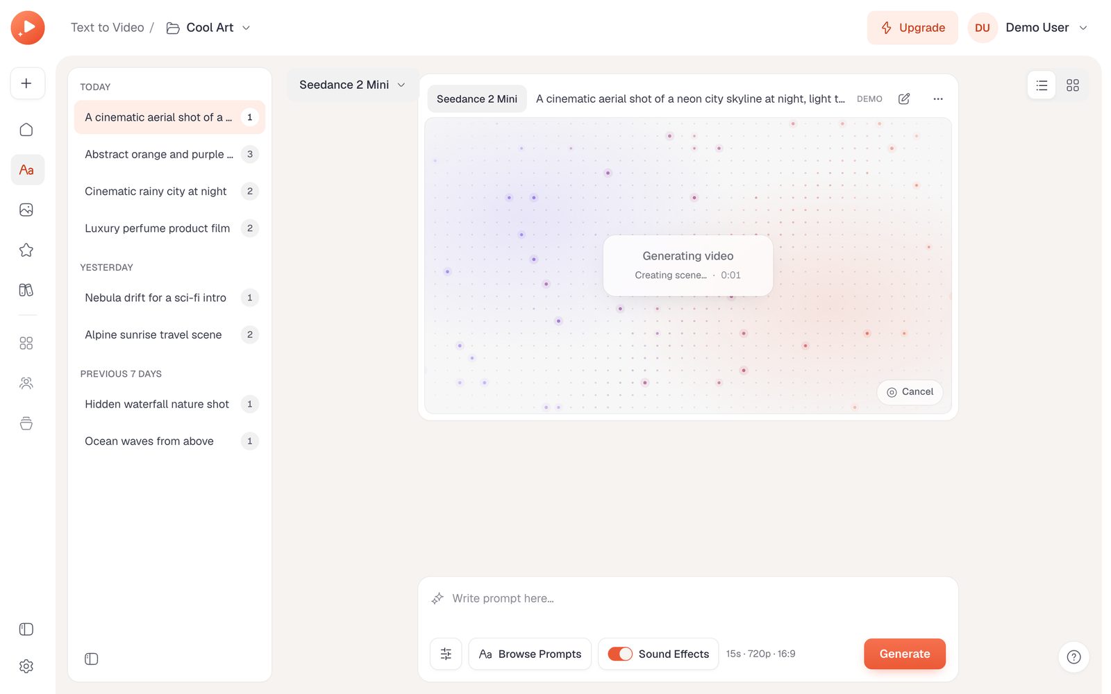 A video generating in the conversation feed