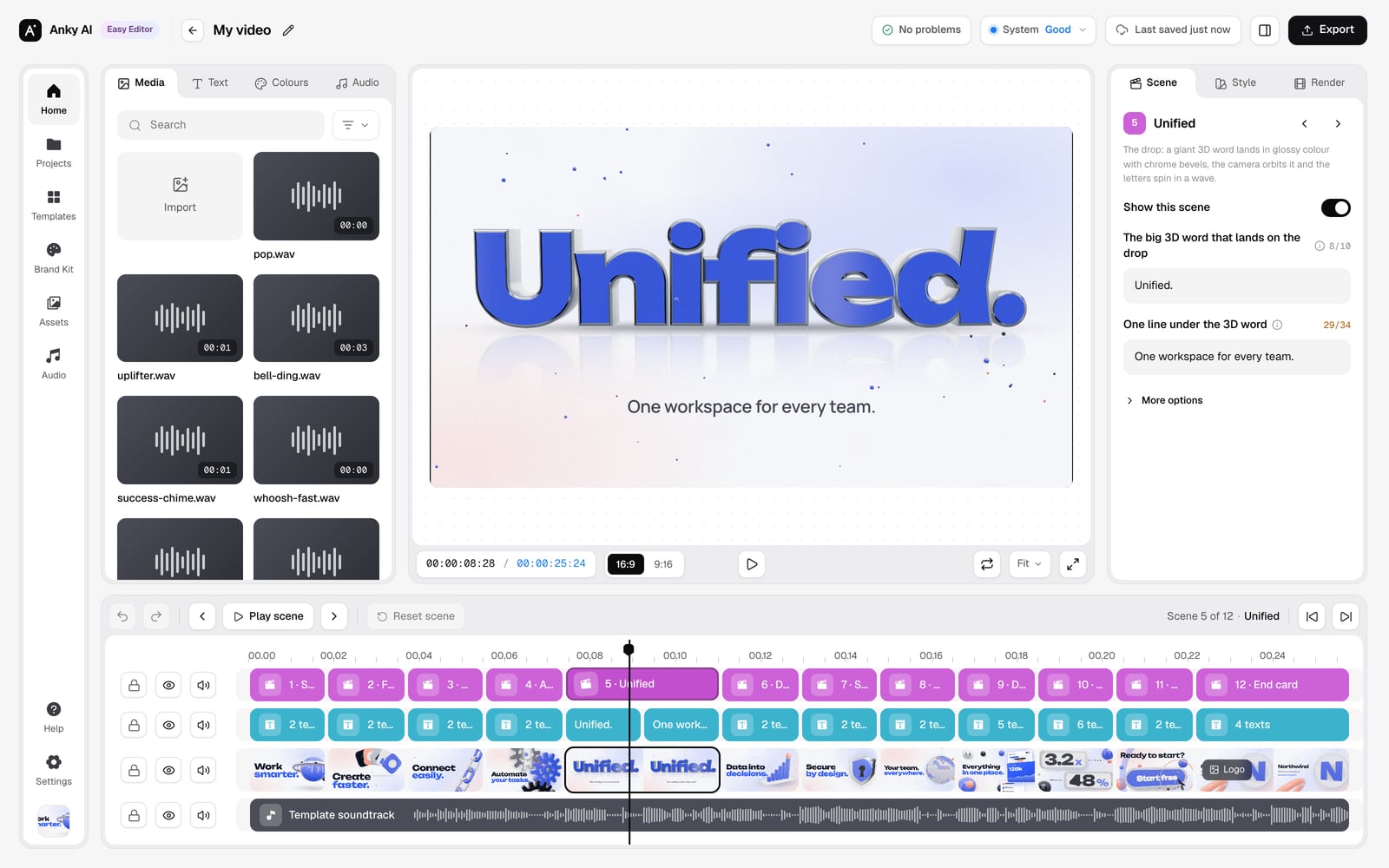 The Anky AI Easy Editor with this template open
